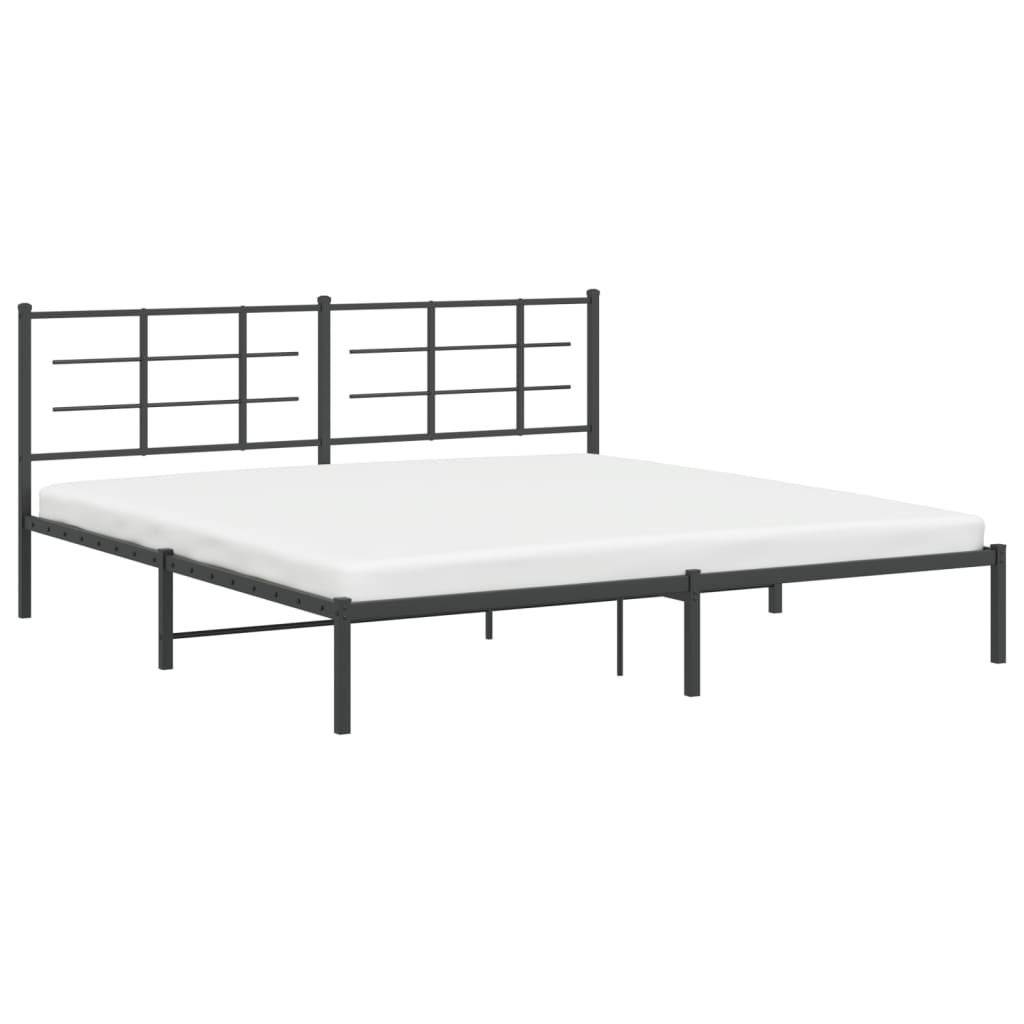 Cadre de lit métal sans matelas avec tête de lit noir 193x203cm - XIOS