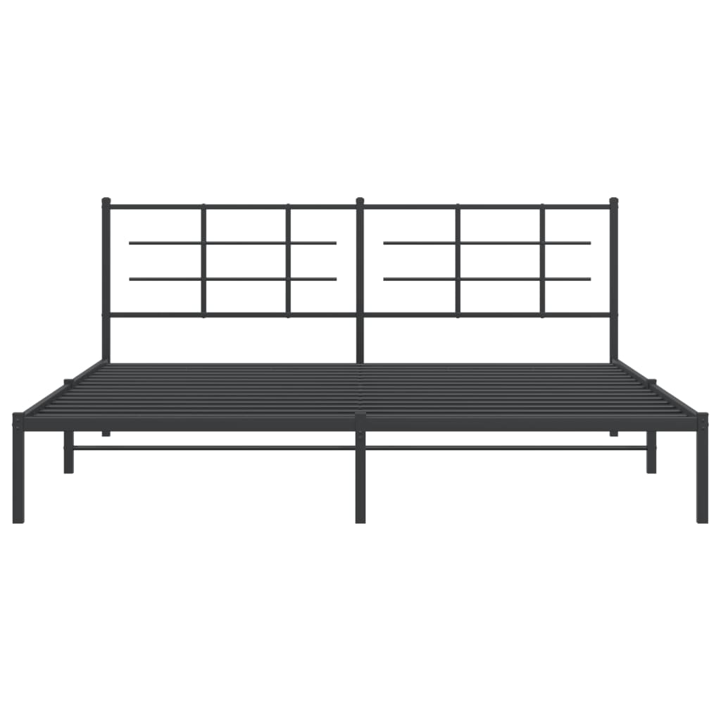 Cadre de lit métal sans matelas avec tête de lit noir 193x203cm - XIOS