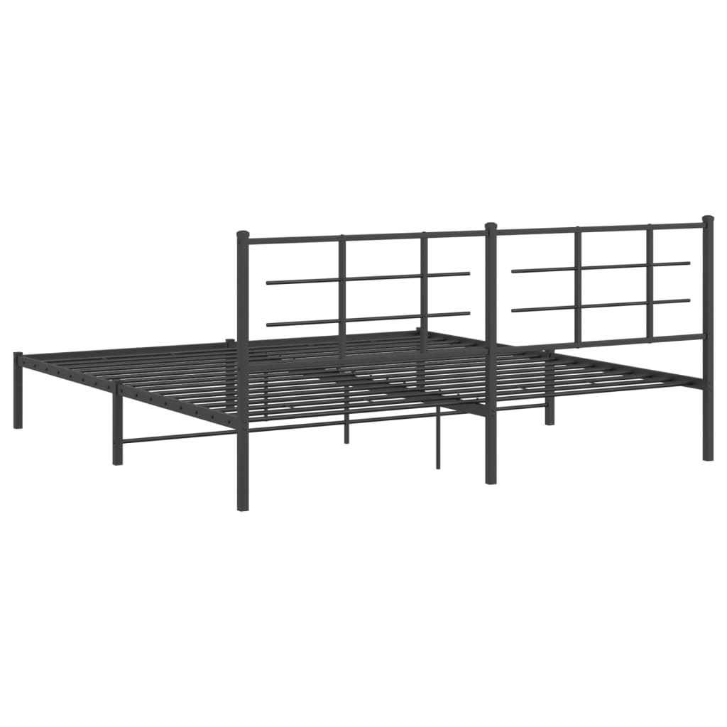 Cadre de lit métal sans matelas avec tête de lit noir 193x203cm - XIOS