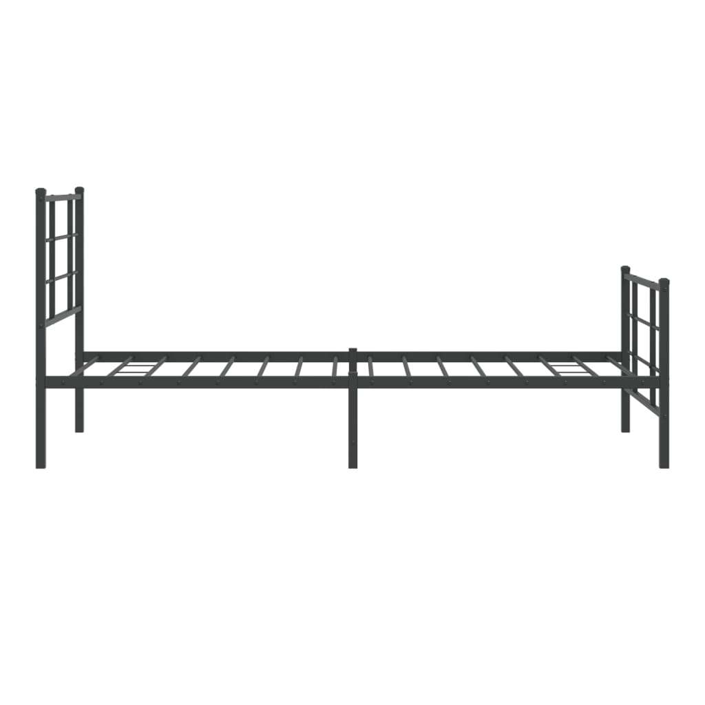 Cadre de lit métal sans matelas avec pied de lit noir 90x200 cm - XIOS