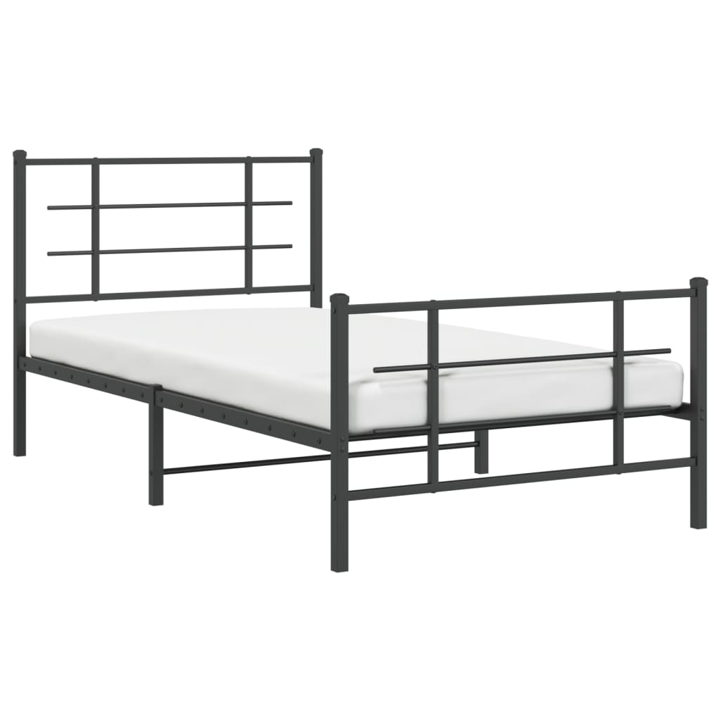 Cadre de lit métal sans matelas avec pied de lit noir 100x190cm - XIOS