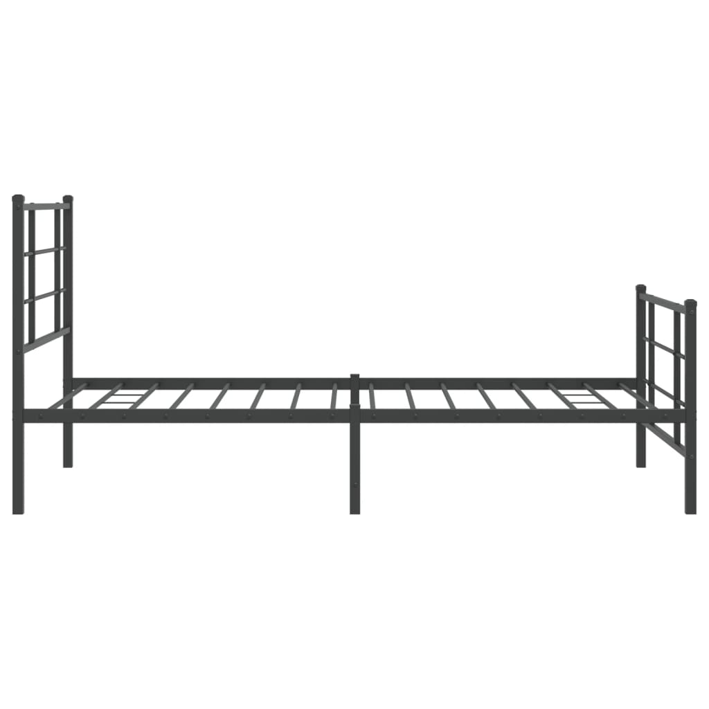 Cadre de lit métal sans matelas avec pied de lit noir 100x190cm - XIOS