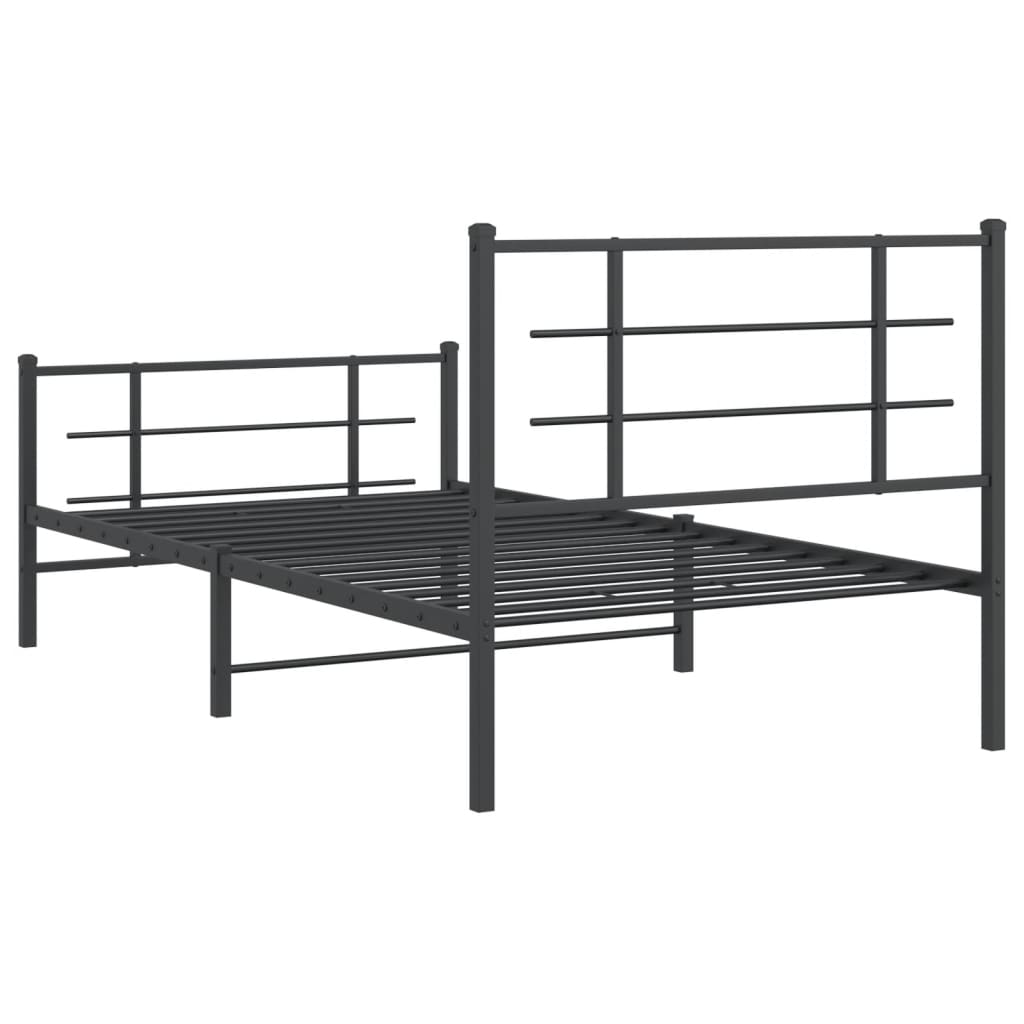 Cadre de lit métal sans matelas avec pied de lit noir 100x190cm - XIOS