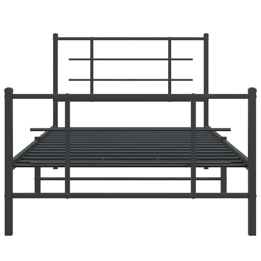 Cadre de lit métal sans matelas et pied de lit noir 100x200 cm