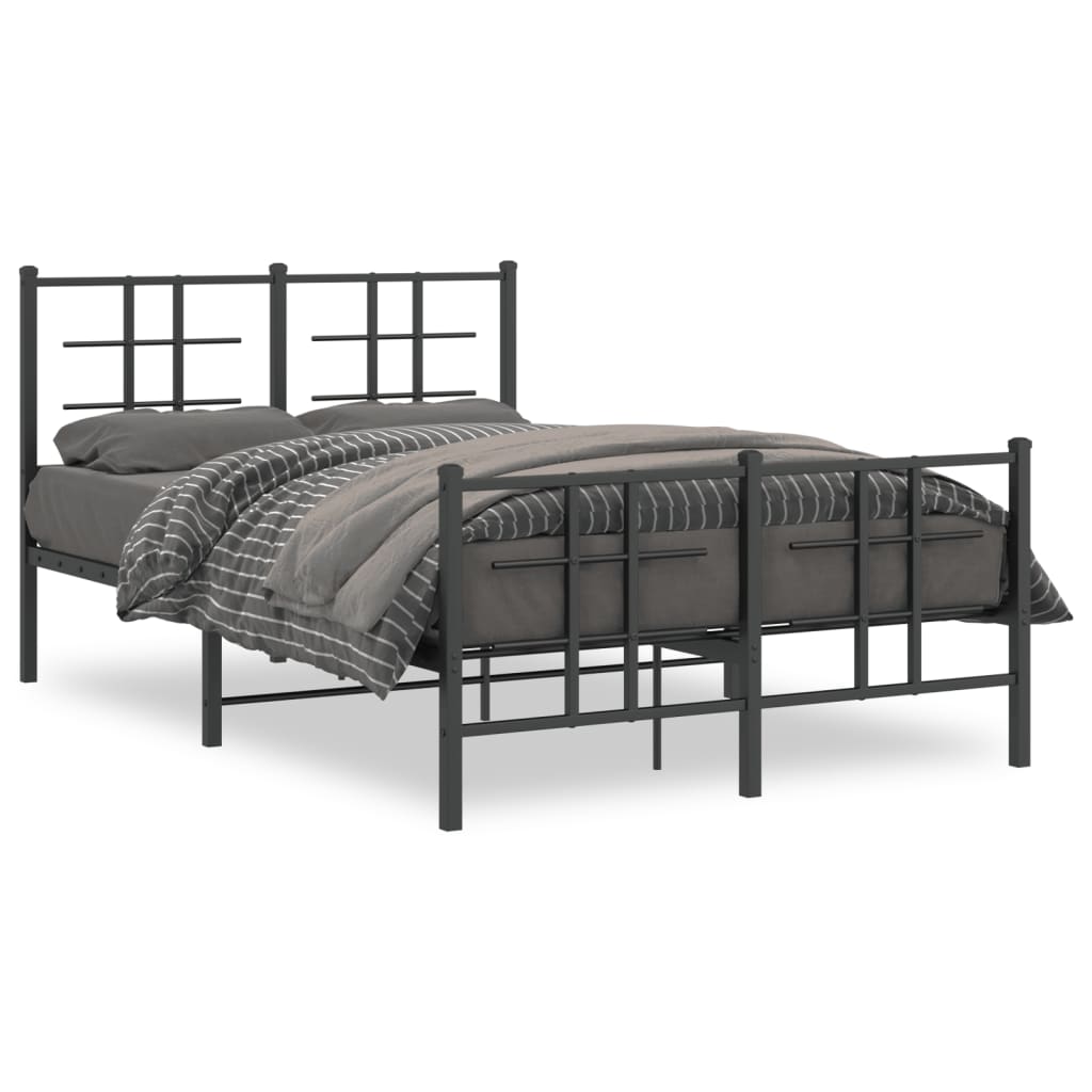 Cadre de lit métal sans matelas avec pied de lit noir 120x190cm - XIOS