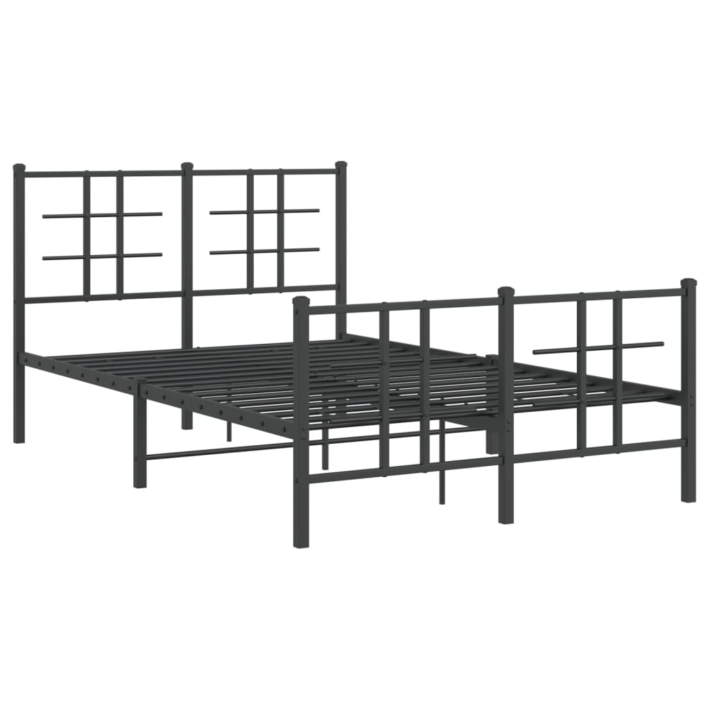 Cadre de lit métal sans matelas avec pied de lit noir 120x190cm - XIOS