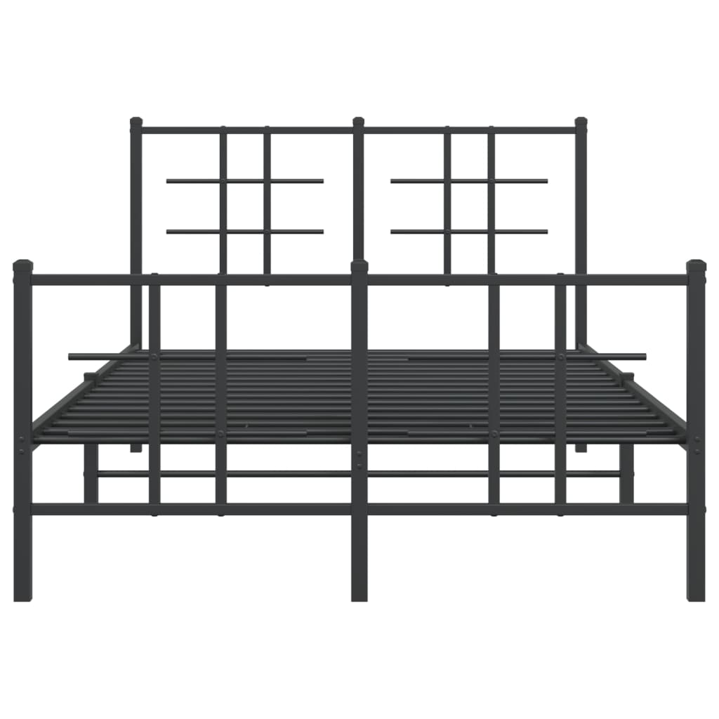 Cadre de lit métal sans matelas avec pied de lit noir 120x190cm - XIOS