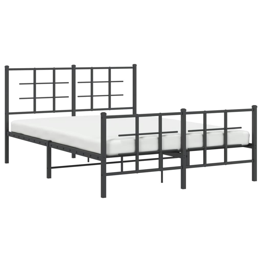 Cadre de lit métal sans matelas avec pied de lit noir 135x190cm - XIOS