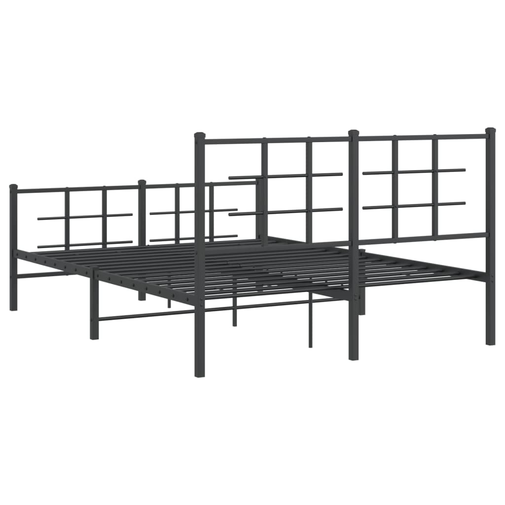Cadre de lit métal sans matelas avec pied de lit noir 135x190cm - XIOS