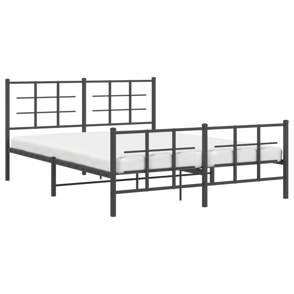 Cadre de lit métal sans matelas avec pied de lit noir 150x200cm - XIOS