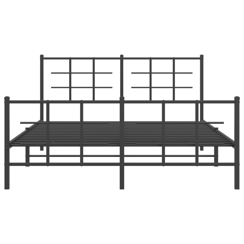 Cadre de lit métal sans matelas avec pied de lit noir 150x200cm - XIOS