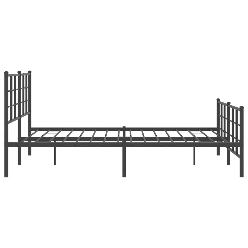 Cadre de lit métal sans matelas avec pied de lit noir 150x200cm - XIOS