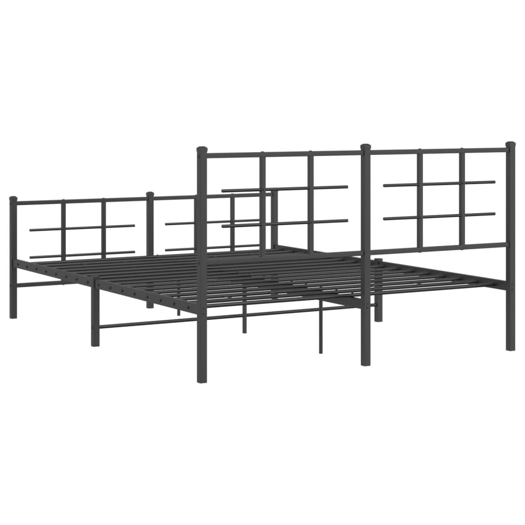 Cadre de lit métal sans matelas avec pied de lit noir 150x200cm - XIOS