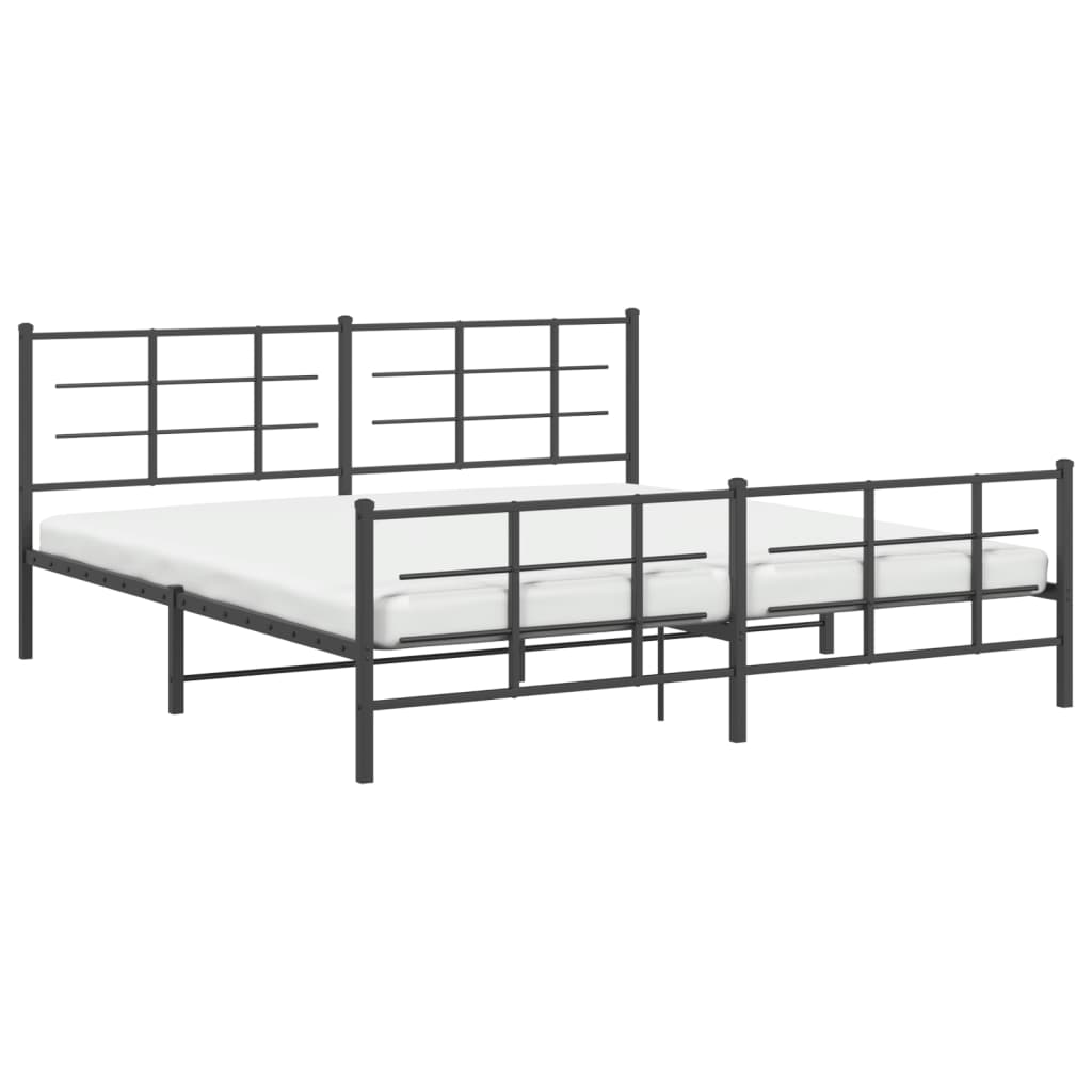 Cadre de lit métal sans matelas avec pied de lit noir 183x213cm - XIOS