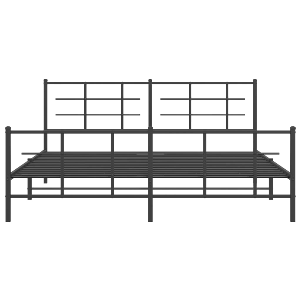 Cadre de lit métal sans matelas avec pied de lit noir 183x213cm - XIOS