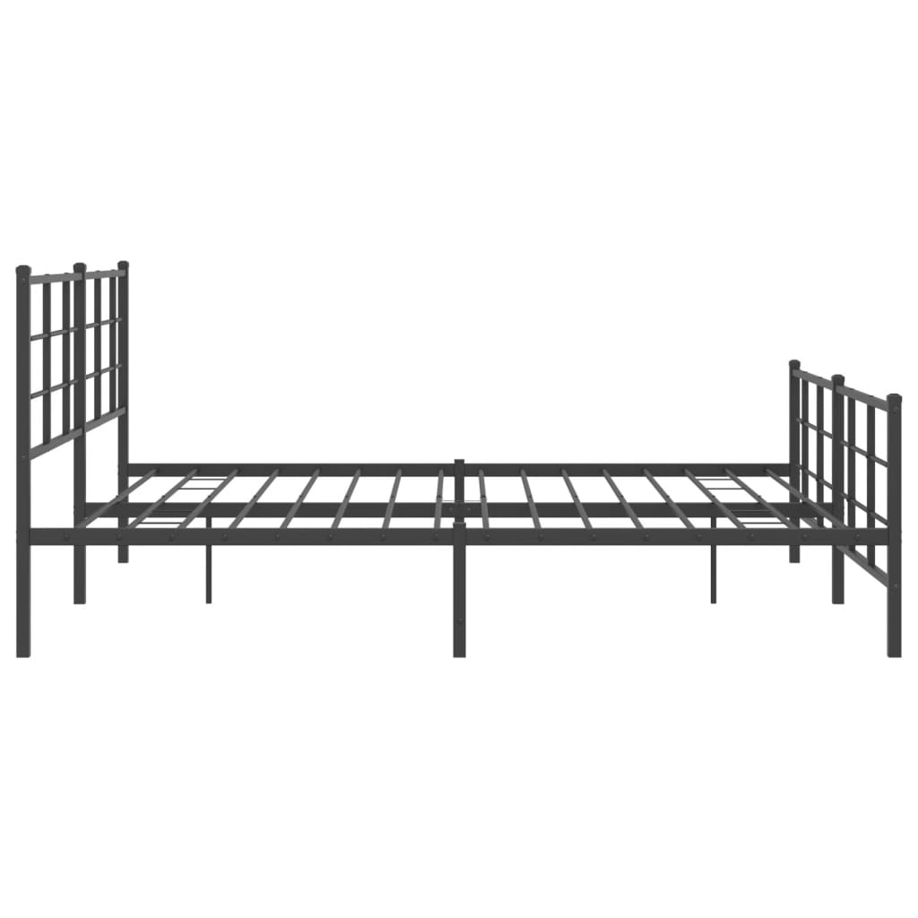 Cadre de lit métal sans matelas avec pied de lit noir 183x213cm - XIOS