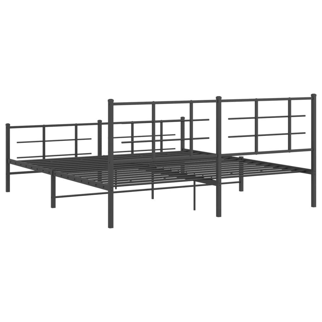 Cadre de lit métal sans matelas avec pied de lit noir 183x213cm - XIOS