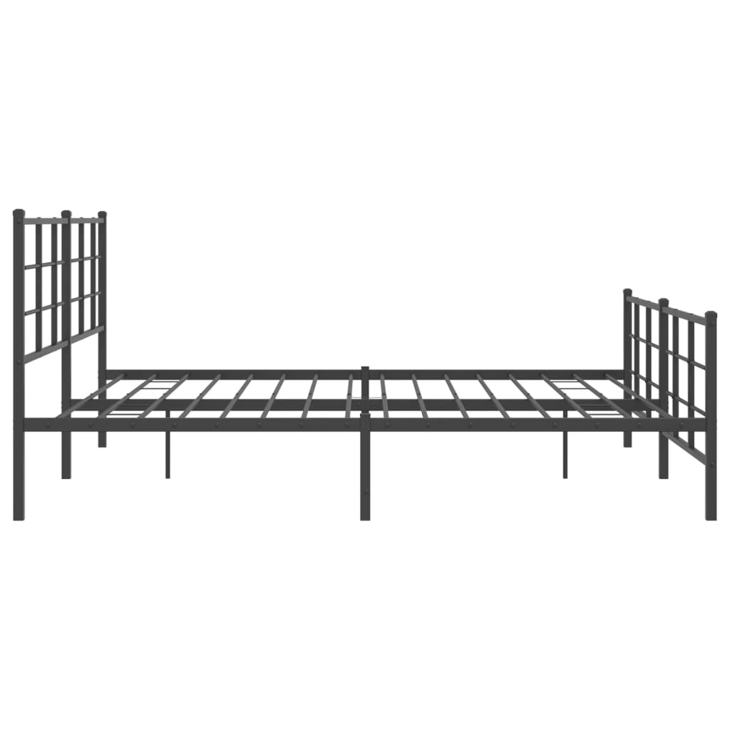 Cadre de lit métal sans matelas avec pied de lit noir 193x203cm - XIOS