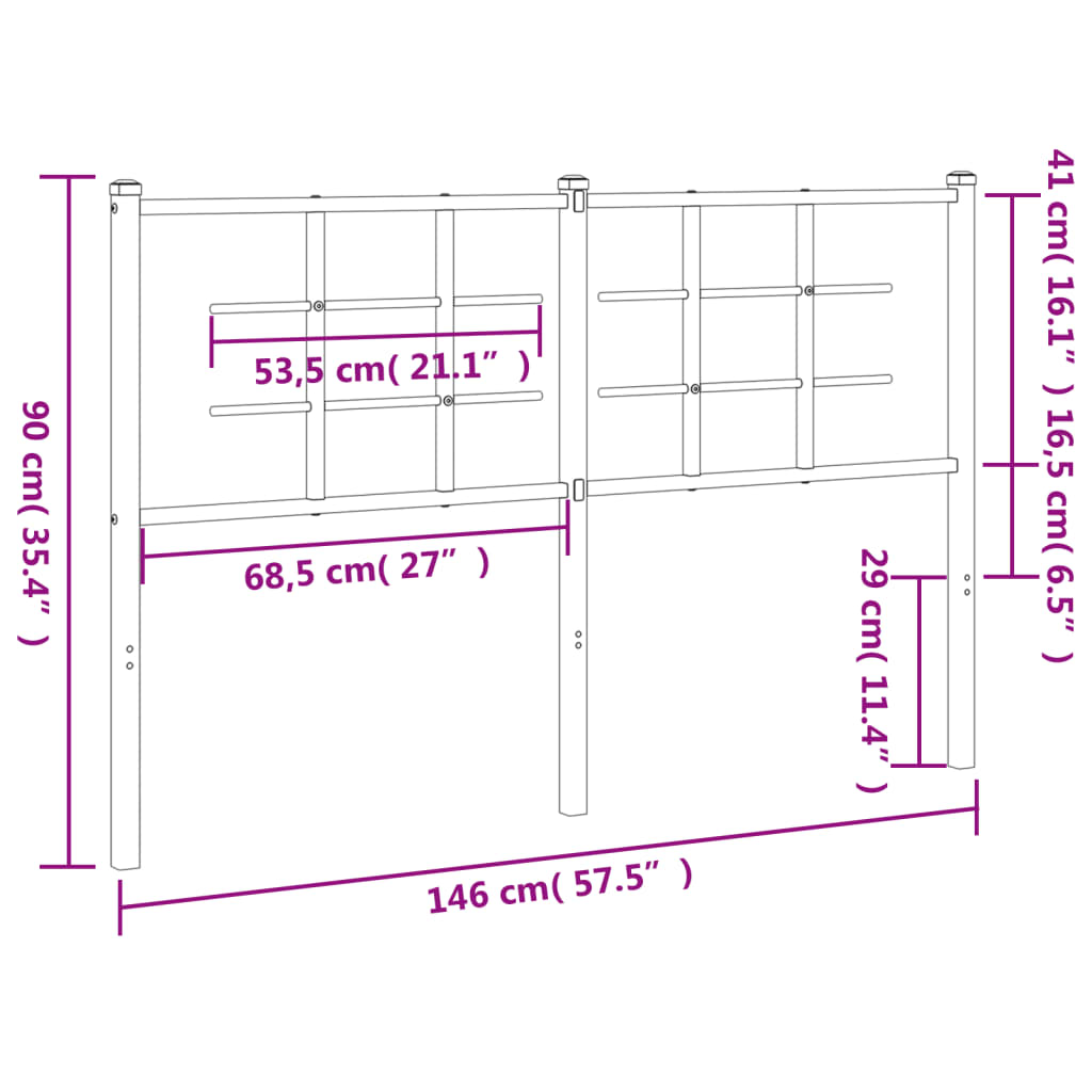 Tête de lit métal noir 140 cm - XIOS