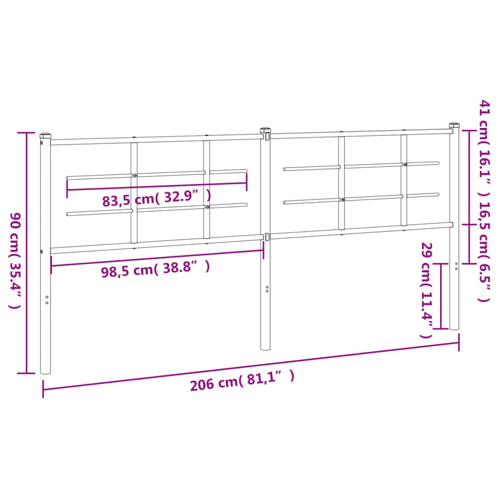 Tête de lit métal noir 200 cm - XIOS