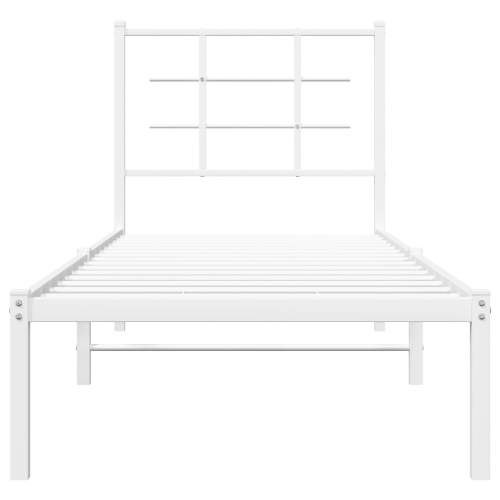Cadre de lit métal sans matelas avec tête de lit blanc 75x190cm - XIOS