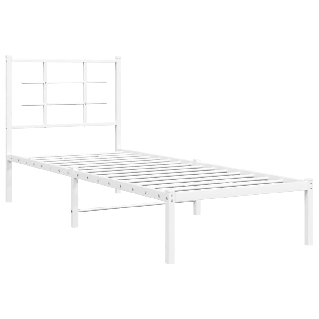 Cadre de lit métal sans matelas avec tête de lit blanc 80x200cm - XIOS