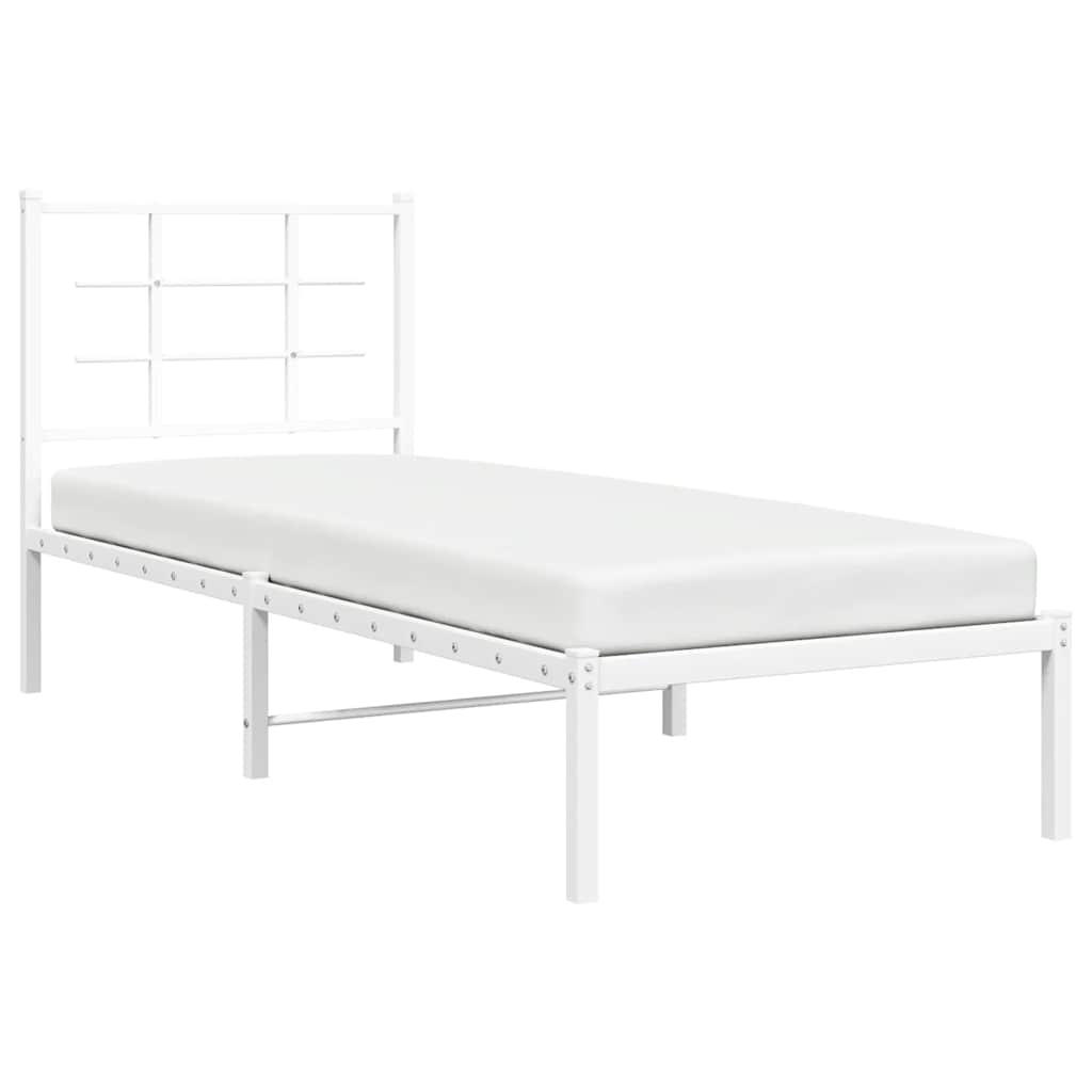 Cadre de lit métal sans matelas avec tête de lit blanc 80x200cm - XIOS