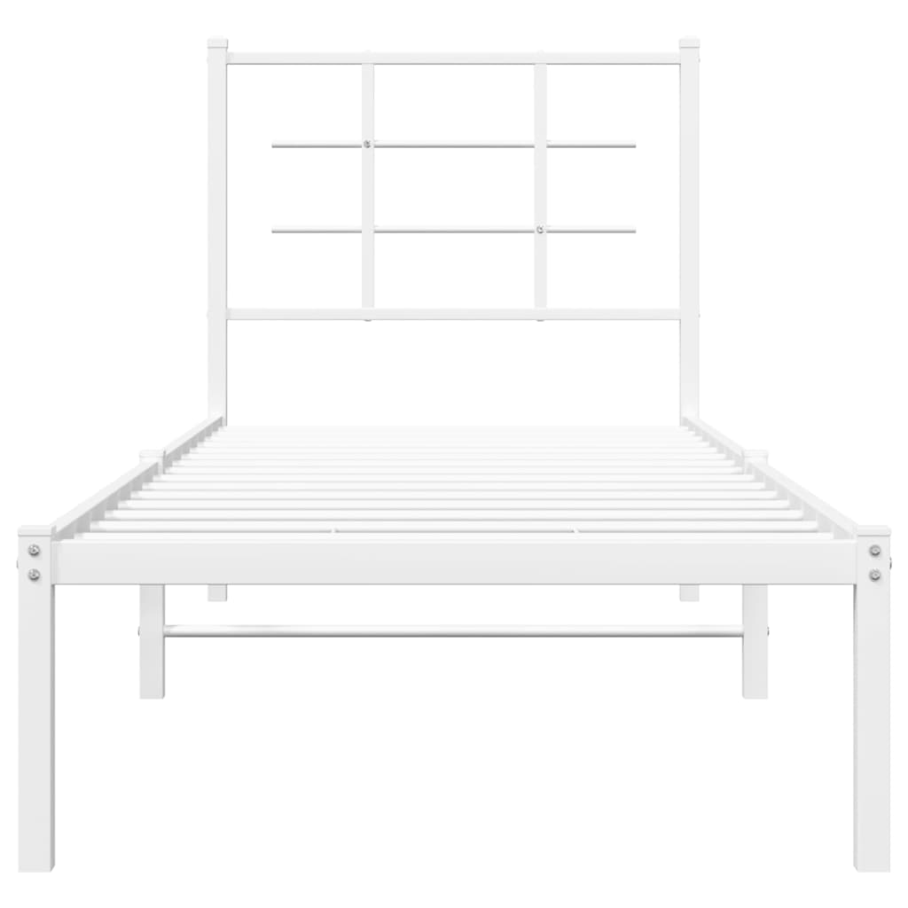 Cadre de lit métal sans matelas avec tête de lit blanc 80x200cm - XIOS