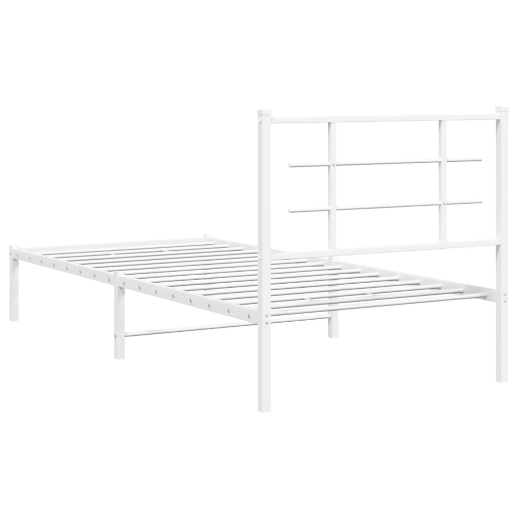 Cadre de lit métal sans matelas avec tête de lit blanc 90x190cm - XIOS