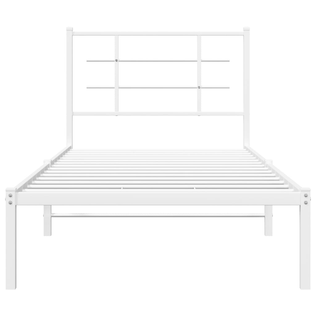 Cadre de lit métal sans matelas avec tête de lit blanc 90x200cm - XIOS