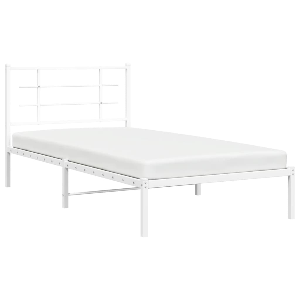 Cadre de lit métal sans matelas et tête de lit blanc 100x200 cm - XIOS