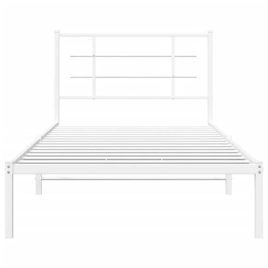Cadre de lit métal sans matelas et tête de lit blanc 107x203 cm - XIOS