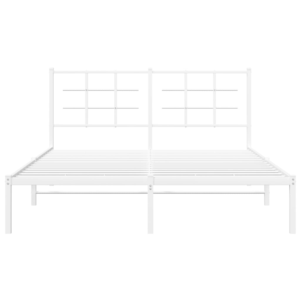 Cadre de lit métal sans matelas et tête de lit blanc 160x200 cm - XIOS