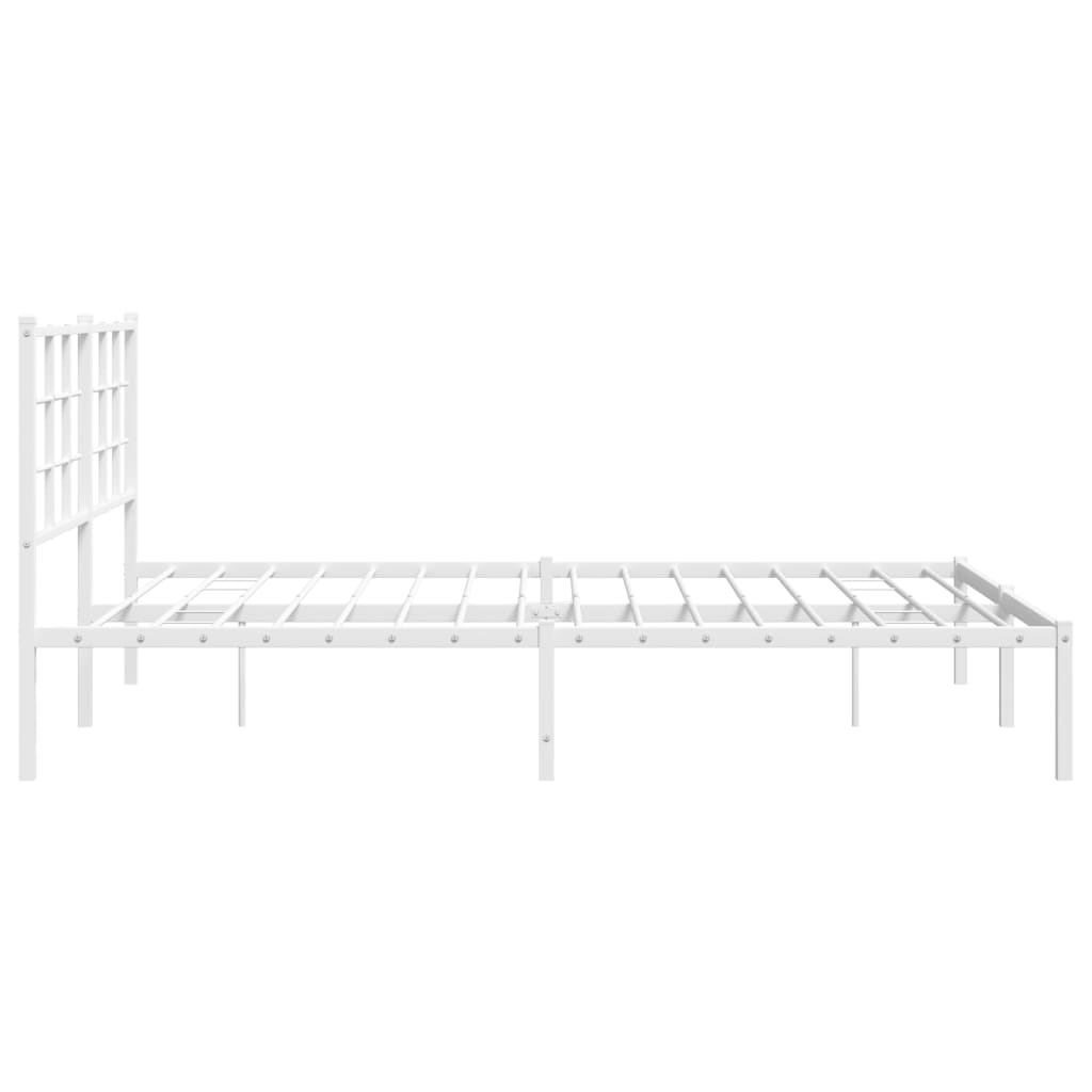 Cadre de lit métal sans matelas et tête de lit blanc 160x200 cm - XIOS