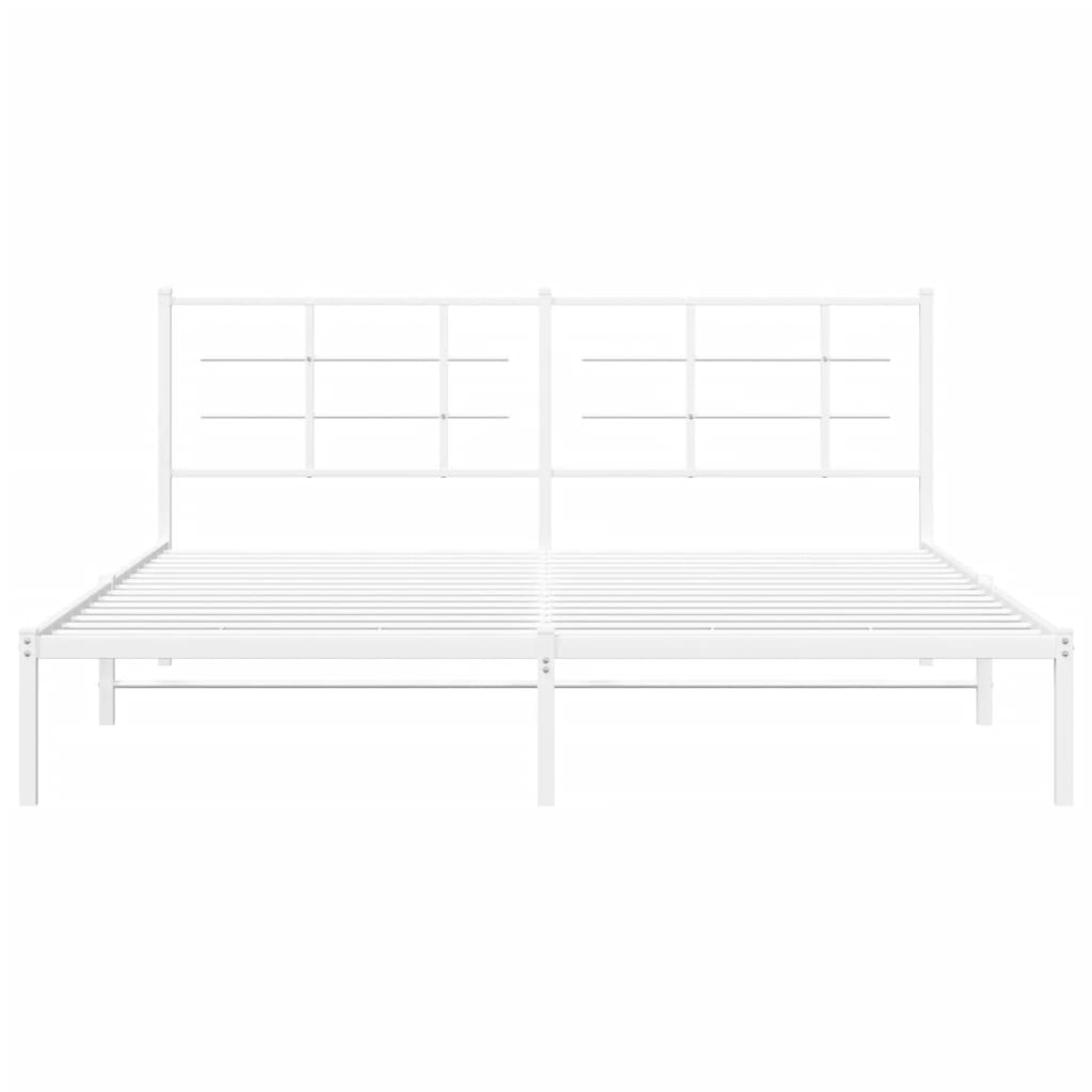 Cadre de lit métal sans matelas et tête de lit blanc 180x200 cm - XIOS