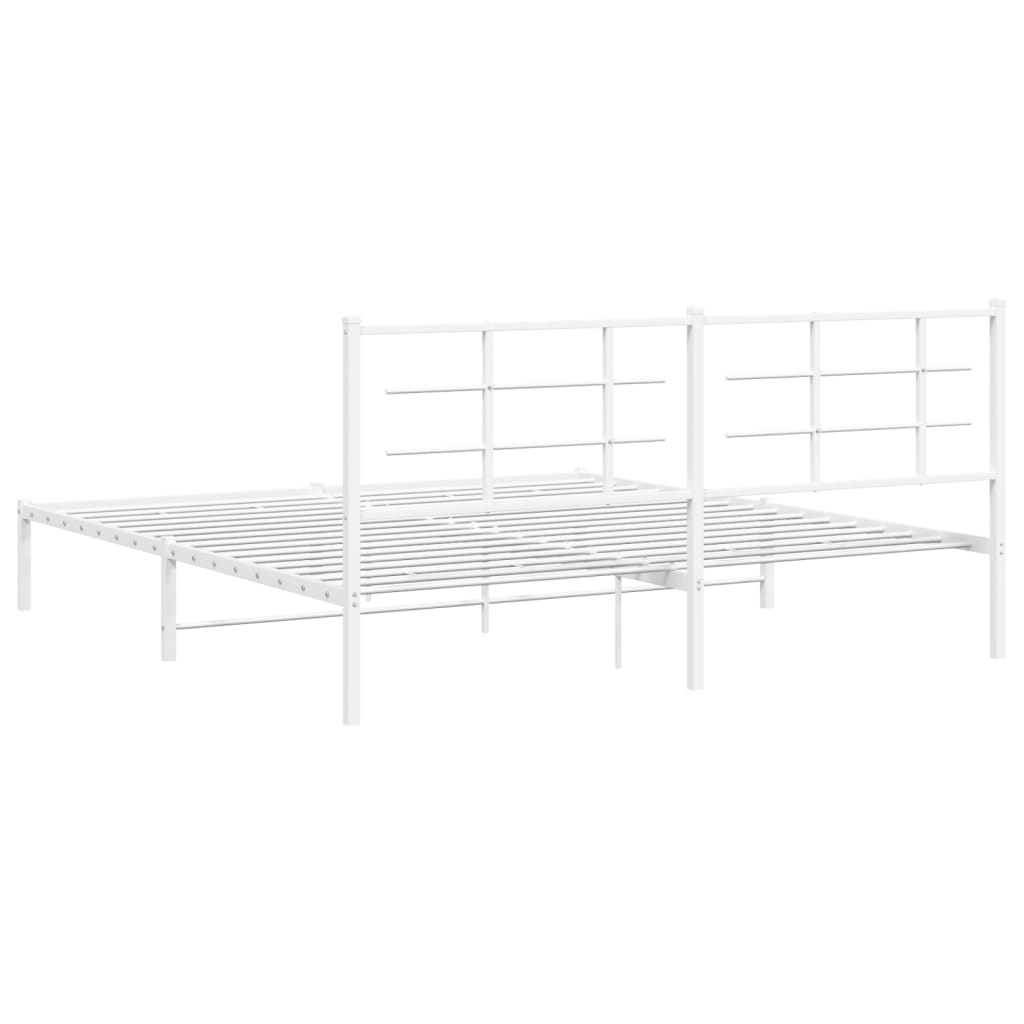 Cadre de lit métal sans matelas et tête de lit blanc 180x200 cm - XIOS