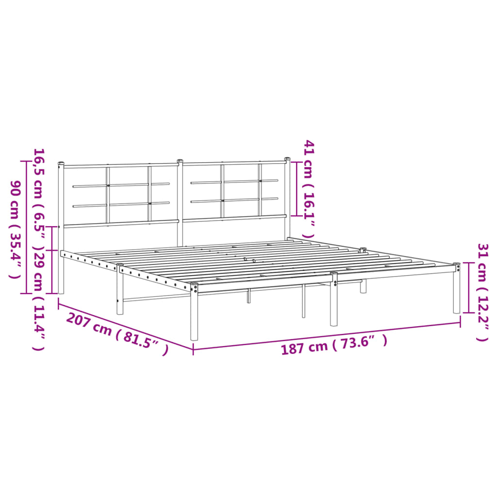 Cadre de lit métal sans matelas et tête de lit blanc 180x200 cm - XIOS