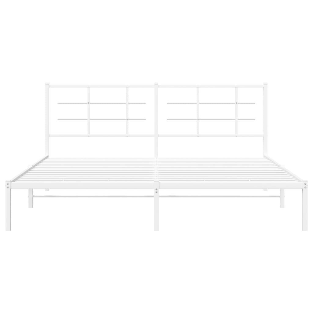 Cadre de lit métal sans matelas et tête de lit blanc 183x213 cm - XIOS