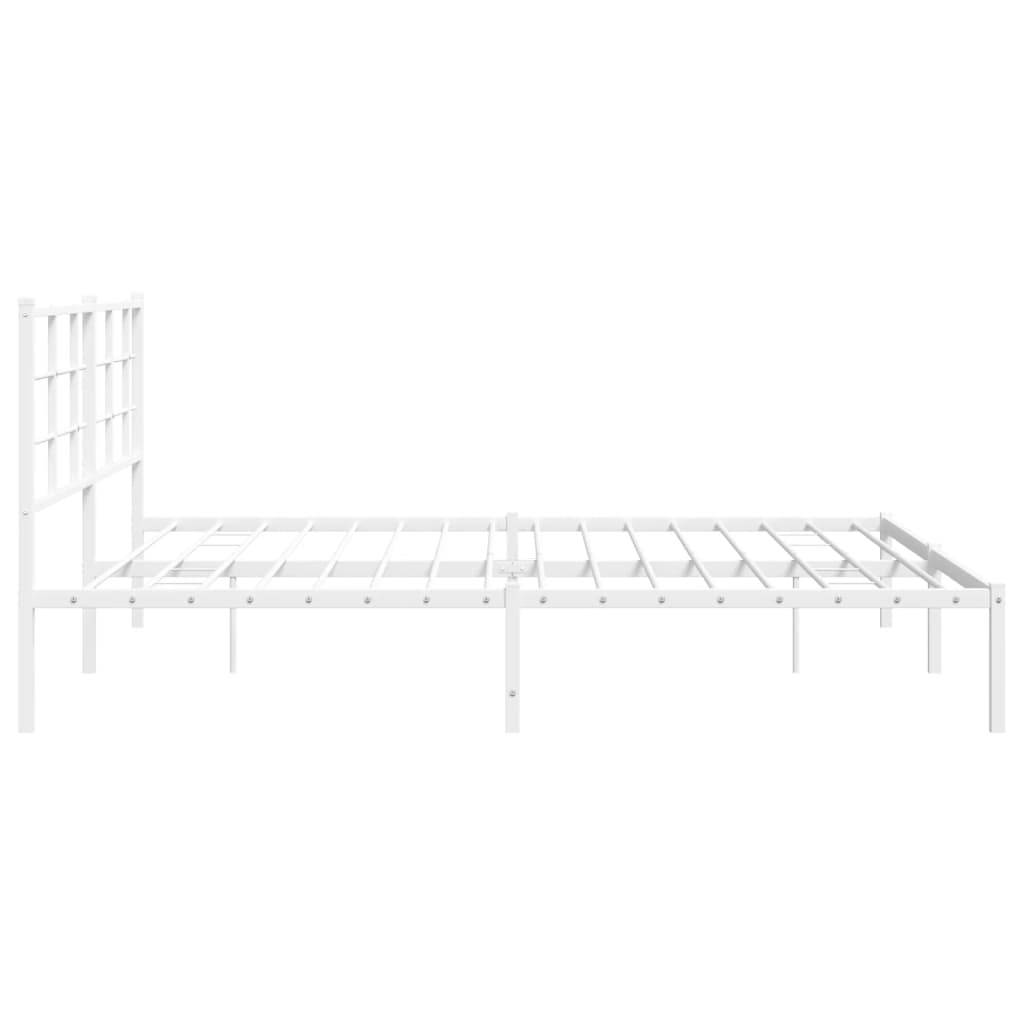 Cadre de lit métal sans matelas et tête de lit blanc 183x213 cm - XIOS