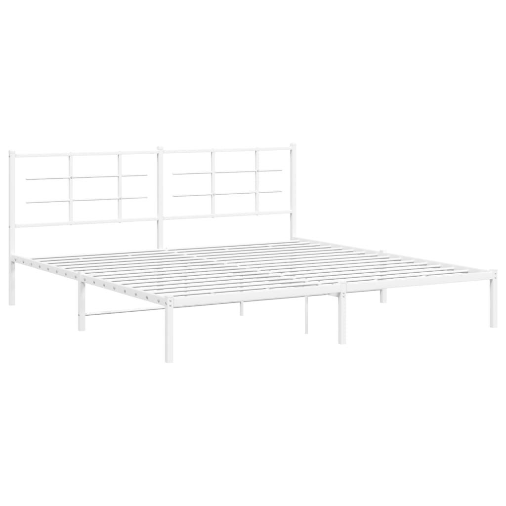 Cadre de lit métal sans matelas et tête de lit blanc 193x203 cm - XIOS