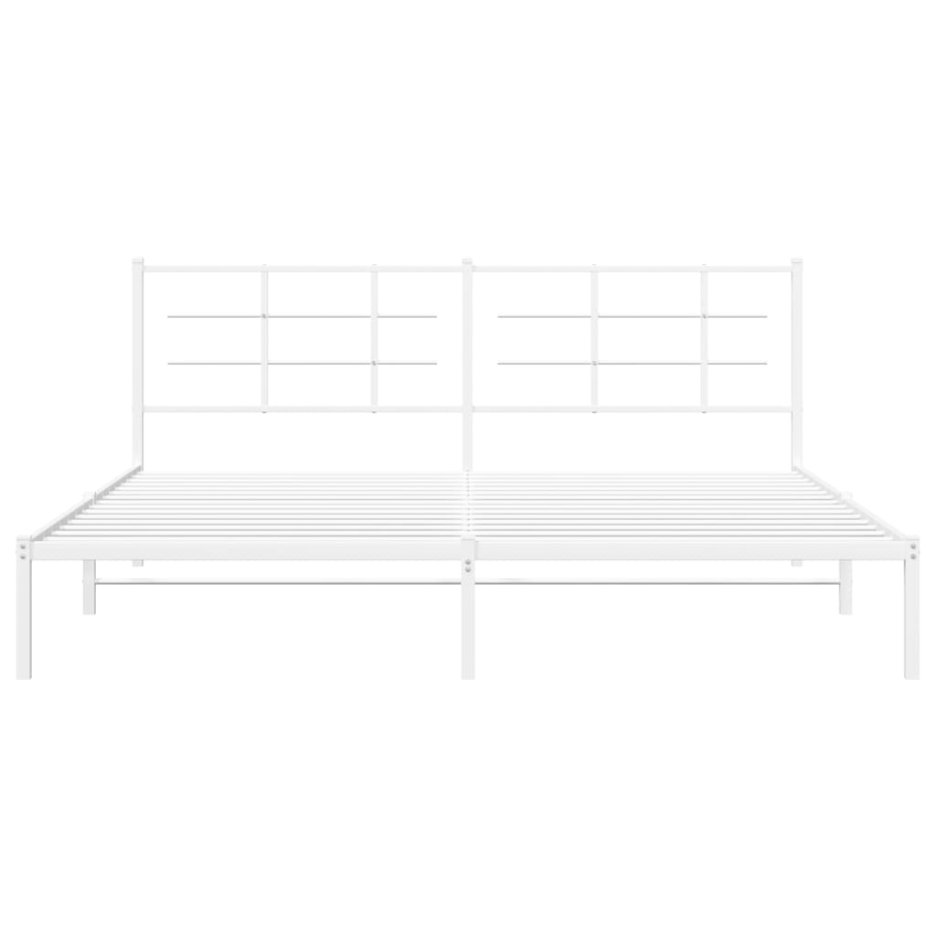Cadre de lit métal sans matelas et tête de lit blanc 193x203 cm - XIOS