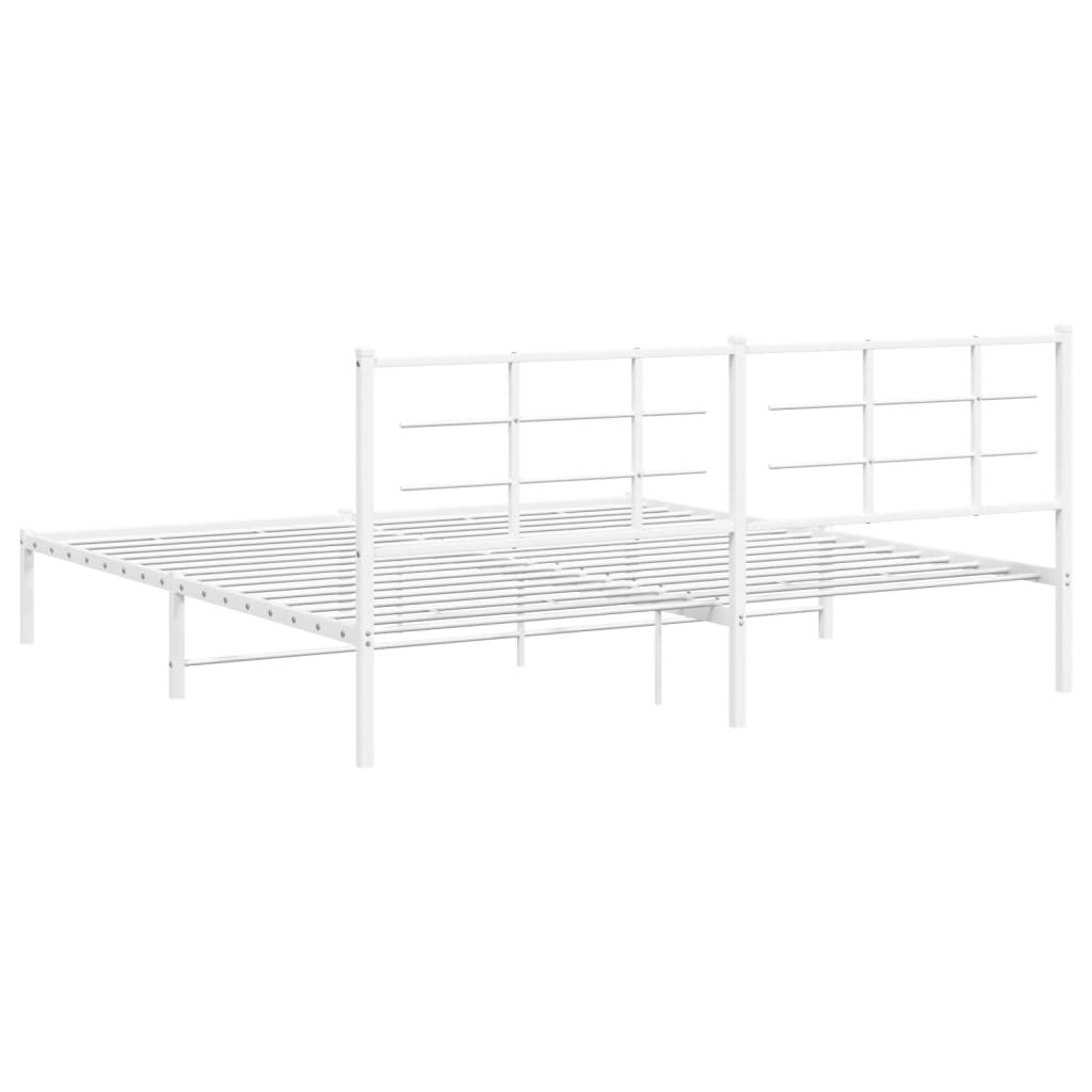 Cadre de lit métal sans matelas et tête de lit blanc 200x200 cm - XIOS