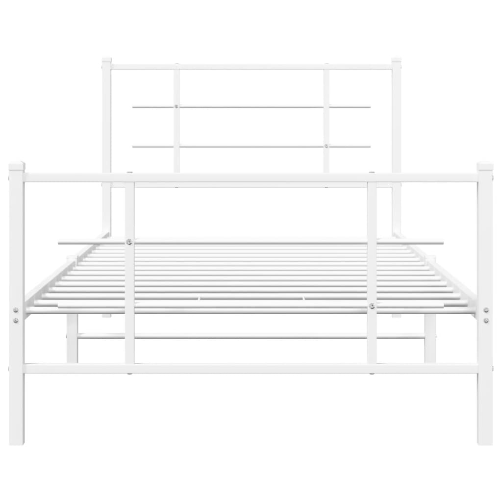 Cadre de lit métal sans matelas et pied de lit blanc 100x200 cm - XIOS