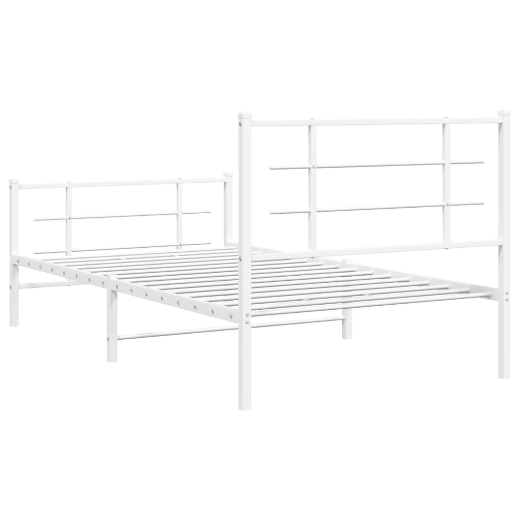 Cadre de lit métal sans matelas et pied de lit blanc 100x200 cm - XIOS