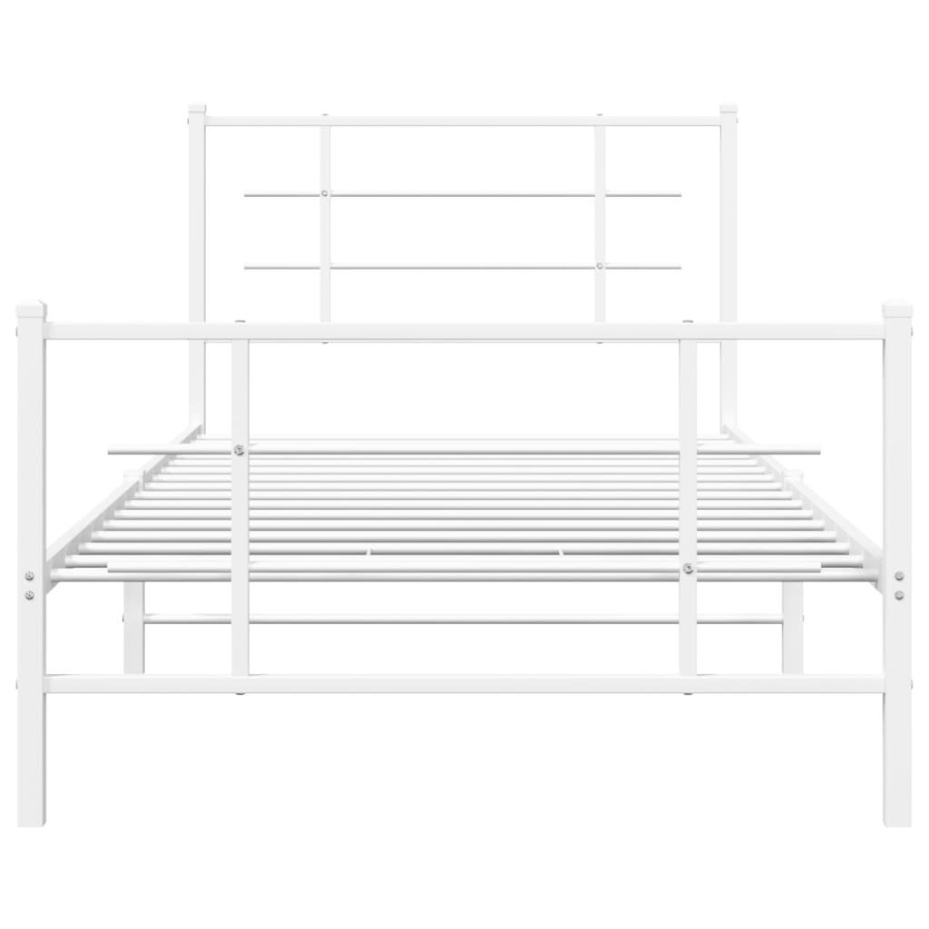 Cadre de lit métal sans matelas et pied de lit blanc 107x203 cm - XIOS