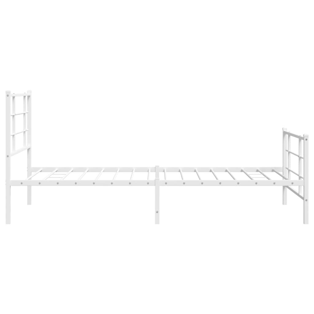 Cadre de lit métal sans matelas et pied de lit blanc 107x203 cm - XIOS