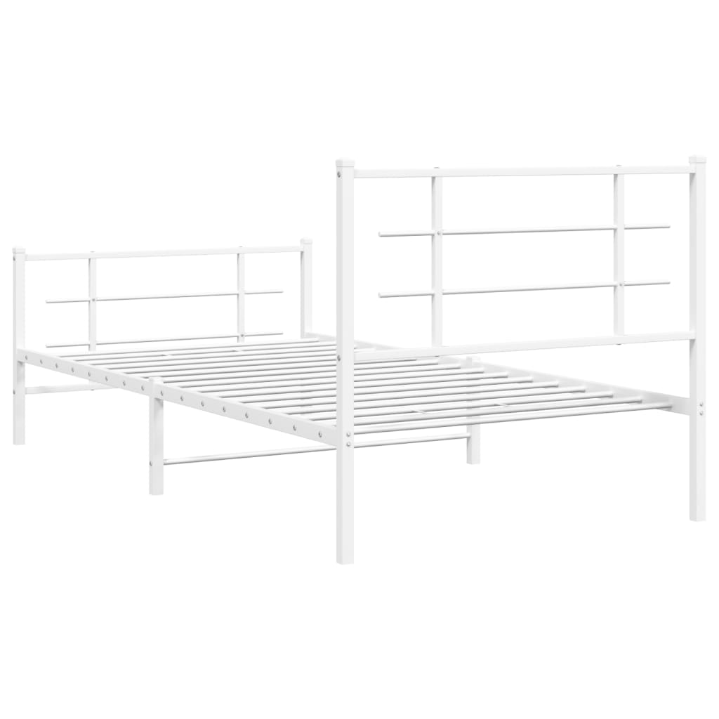 Cadre de lit métal sans matelas et pied de lit blanc 107x203 cm - XIOS