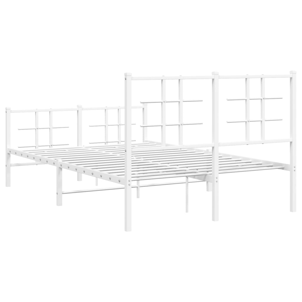 Cadre de lit métal sans matelas et pied de lit blanc 120x200 cm - XIOS