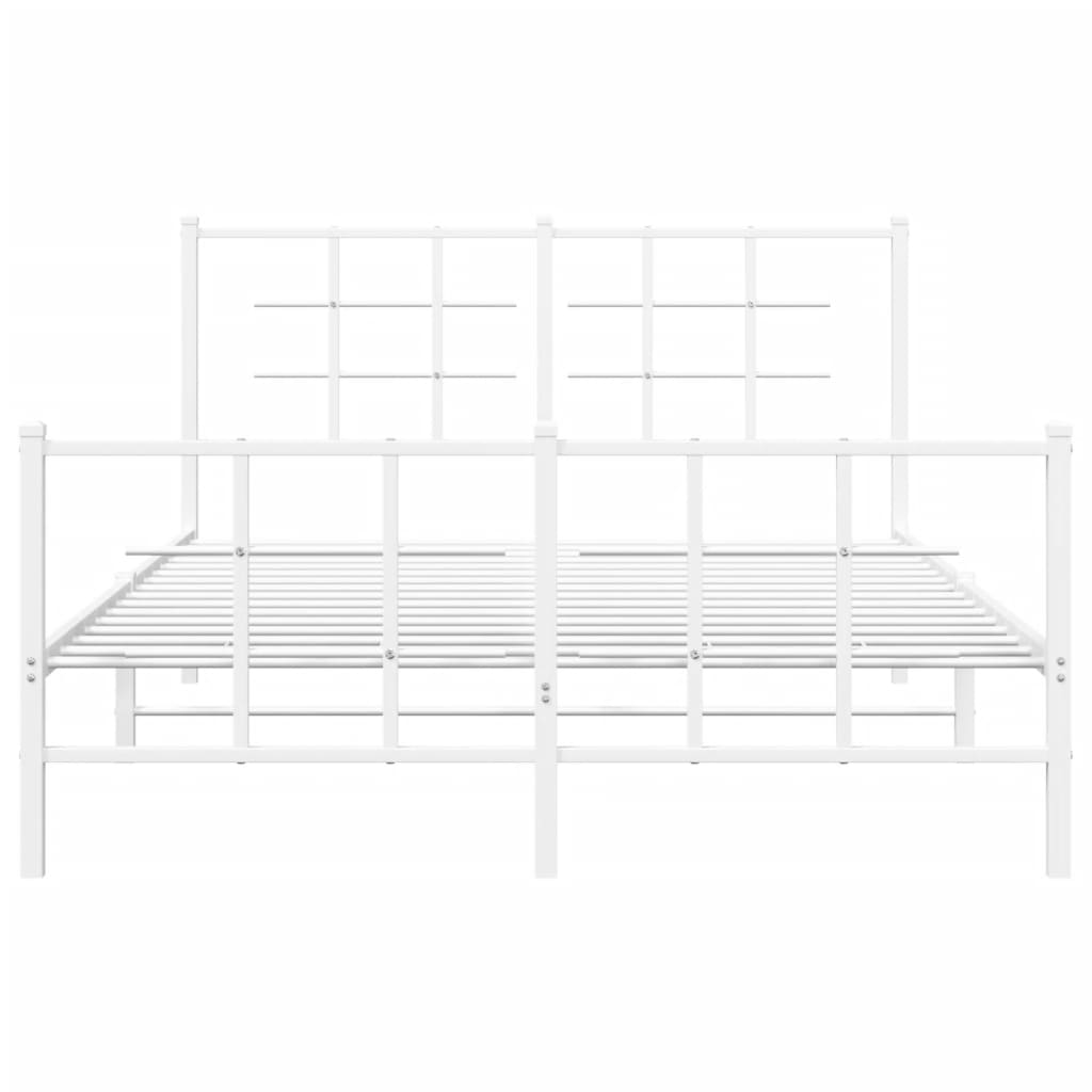 Cadre de lit métal sans matelas et pied de lit blanc 135x190 cm - XIOS