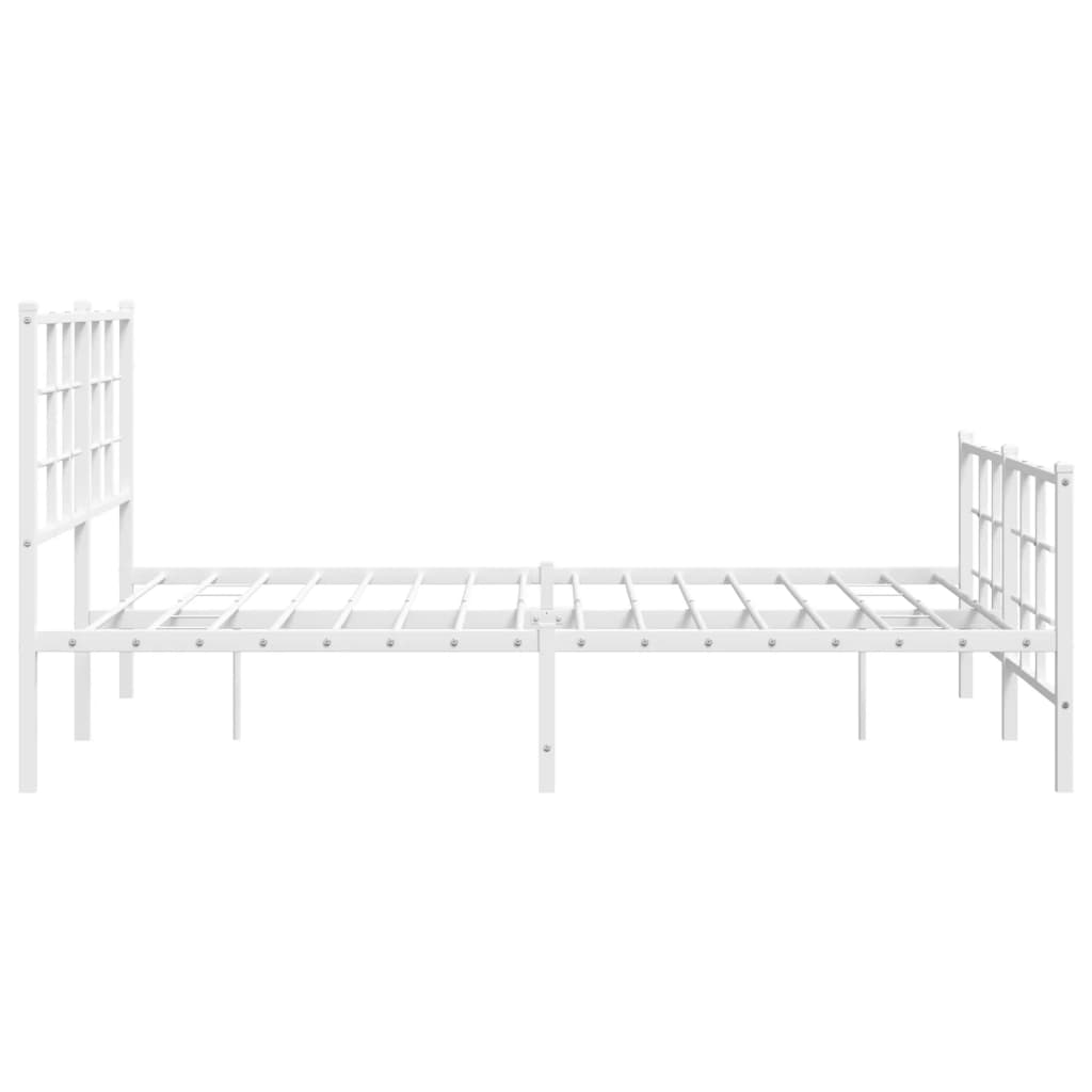 Cadre de lit métal sans matelas et pied de lit blanc 135x190 cm - XIOS